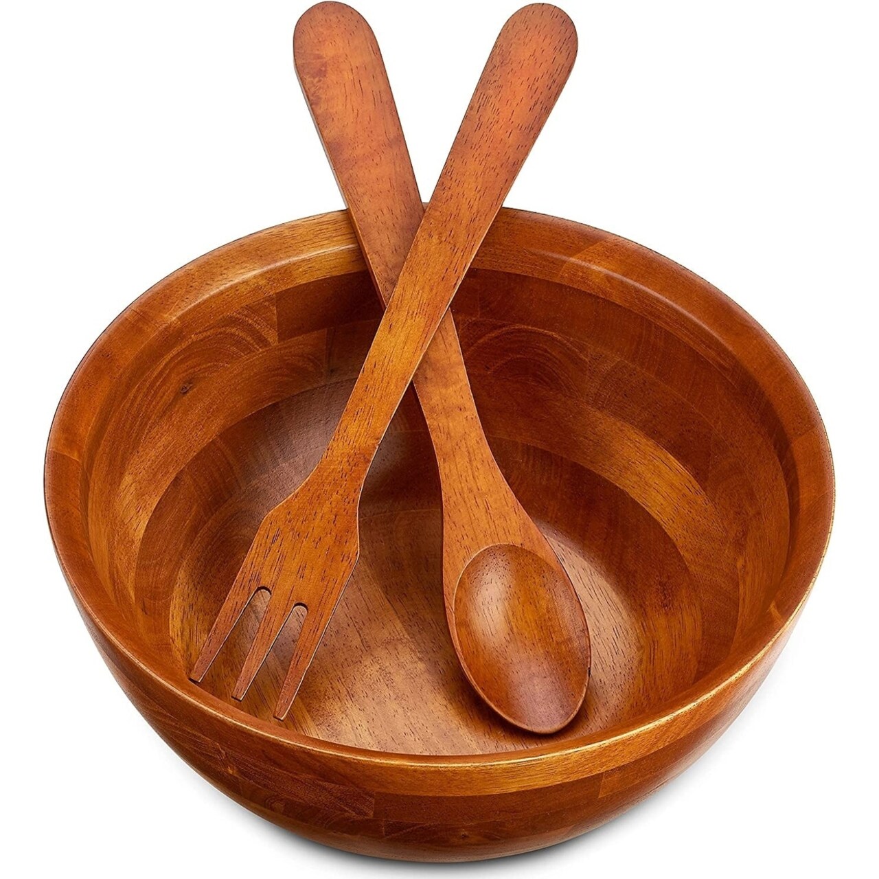 Wooden Salad Bowls - Set Of 4 Multipurpose Individual 7 X 2.5 Food Bowls Durable Hardwood Serving. And More 24 Oz.